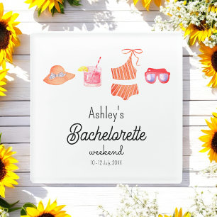 Dessous-de-verre En Verre Filles de la plage de Bachelorette Week-end tropic