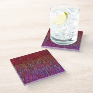 Dessous-de-verre En Verre "Firestorme neurale" Abstraite" Rouge violet