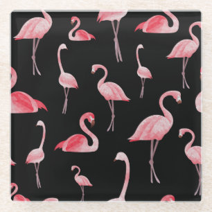 Dessous-de-verre En Verre Flamant rose : Conception Vintage sans couture