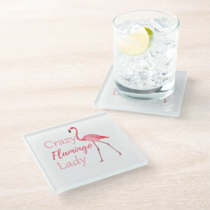 Dessous-de-verre En Verre Flamant rose fou Lady Drôle Flamant rose