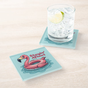 Dessous-de-verre En Verre Flamant Rose Rétro Flottant Été Drôle
