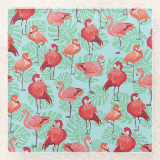Dessous-de-verre En Verre Flamants roses roses : Exotic Seamless Motif.