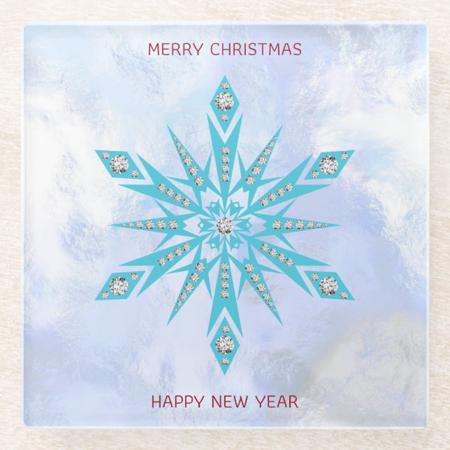 Dessous-de-verre En Verre Fléau de neige diamant (Devant)