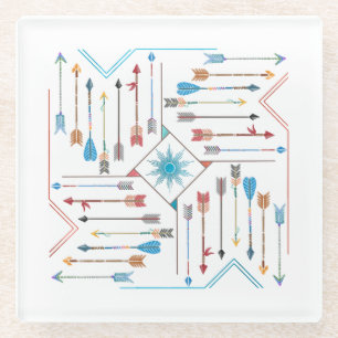 Dessous-de-verre En Verre Flèches Boho et Sun V11 Sq ID748