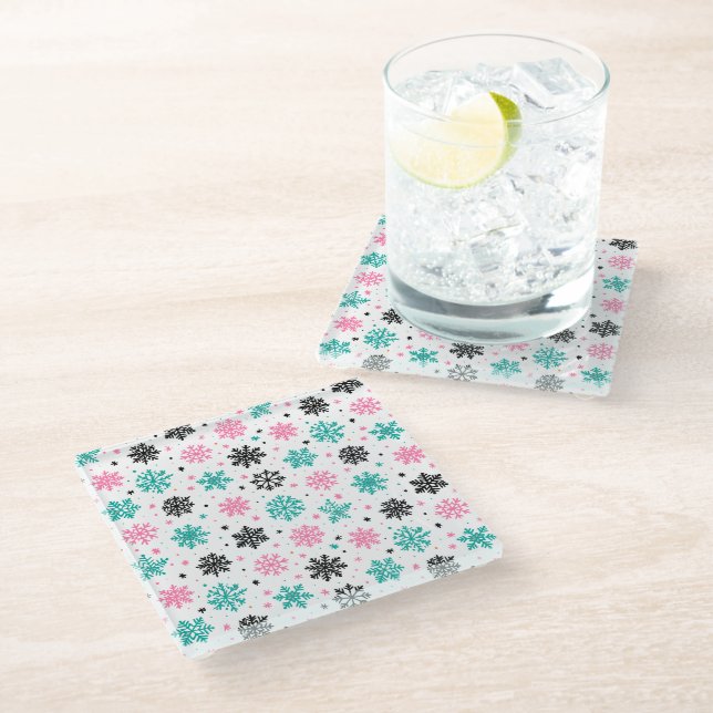 Dessous-de-verre En Verre Flèches de neige rétro (Incliné)