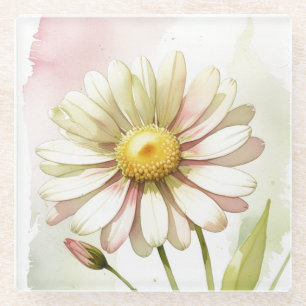 Dessous-de-verre En Verre Fleur aquarelle Daisy Moderne Professionnelle