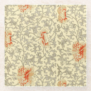 Dessous-de-verre En Verre Fleur botanique florale grise rose vintage