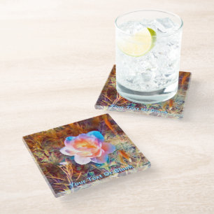 Dessous-de-verre En Verre Fleur colorée
