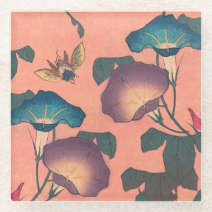 Dessous-de-verre En Verre Fleur d'abeille rose Art classique Hokusai