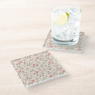 Dessous-de-verre En Verre Fleur de cerisier rose pâle, motif floral sans cou