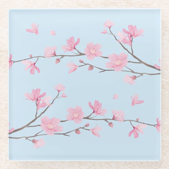Dessous-de-verre En Verre Fleur de cerisier - Transparent (Devant)
