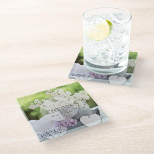 Dessous-de-verre En Verre Fleur de printemps romantique Floral Lilac Mariage