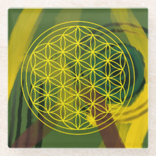 Dessous-de-verre En Verre fleur de vie, géométrique sacrée, zen, chakra,