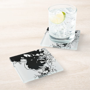 Dessous-de-verre En Verre Fleur Doodle
