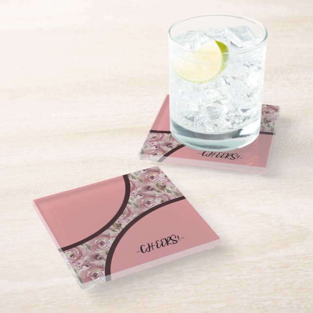 Dessous-de-verre En Verre Fleur Moderne  (Incliné)
