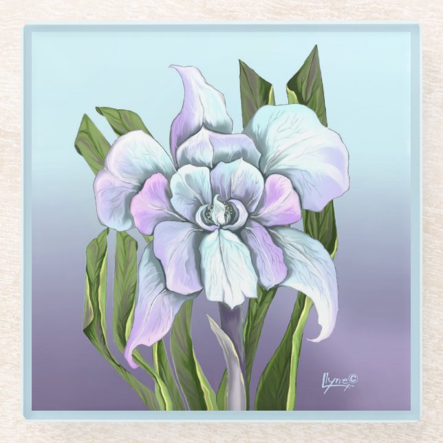 Dessous-de-verre En Verre Fleur Smeraldo (Devant)