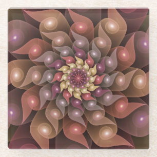 Dessous-de-verre En Verre Fleur surréaliste brillante Art fractal abstrait m