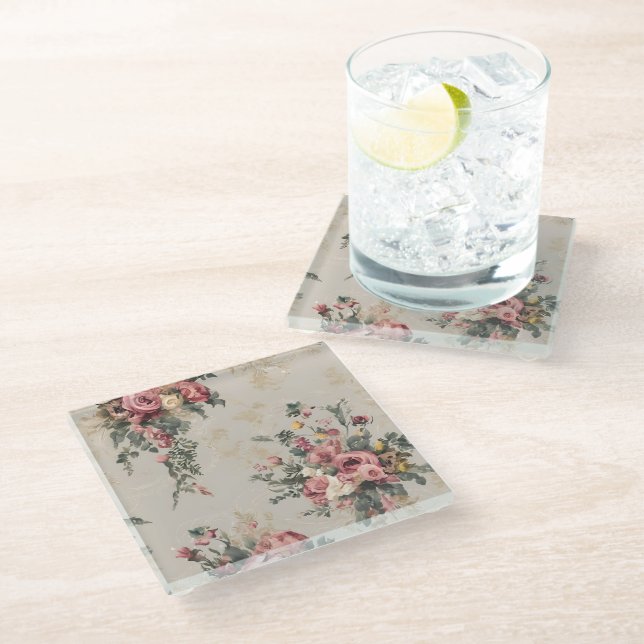 Dessous-de-verre En Verre Fleur Vintage (Incliné)