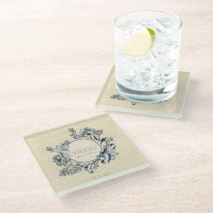 Dessous-de-verre En Verre Fleur Vintage Rustique Mariage Floral