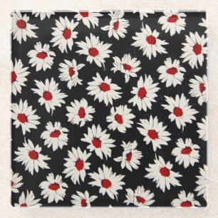 Dessous-de-verre En Verre Fleurs Abstraites, motif d'aquarelle d'art.