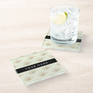 Dessous-de-verre En Verre Fleurs bleues et rouges, noires, votre nom