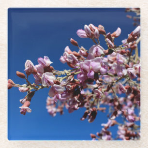 Dessous-de-verre En Verre Fleurs de bois d'Ironwood, fleurs violettes