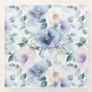 Dessous-de-verre En Verre Fleurs de crème de lavande violette