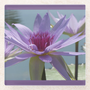 Dessous-de-verre En Verre Fleurs de Lotus pourpres Gros Dessous de verre en 