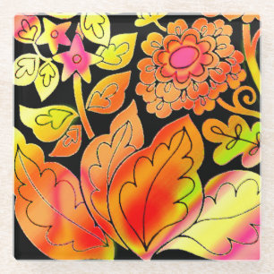 Dessous-de-verre En Verre Fleurs de néon