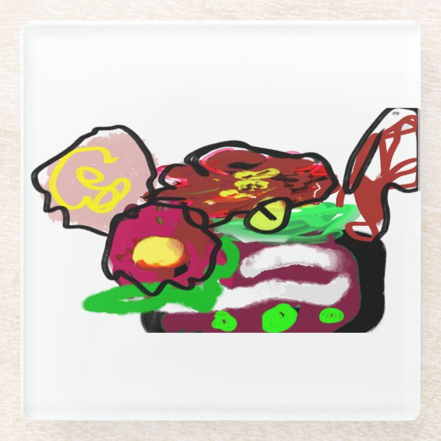 Dessous-de-verre En Verre Fleurs de Noël (Devant)