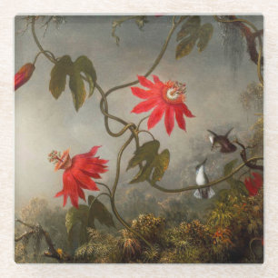 Dessous-de-verre En Verre Fleurs de passion avec tête de colibris