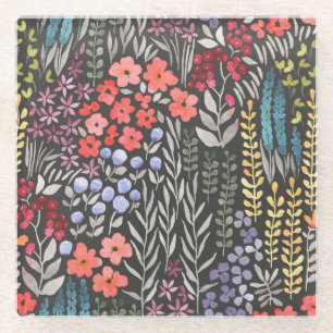 Dessous-de-verre En Verre Fleurs de prairie : Aquarelle Florale sans joint