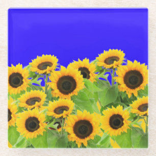Dessous-de-verre En Verre Fleurs de soleil - Liberté Ukraine Paix drapeau u