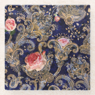 Dessous-de-verre En Verre Fleurs décoratives colorées Batik