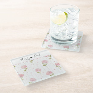 Dessous-de-verre En Verre Fleurs d'hortensia rose joli