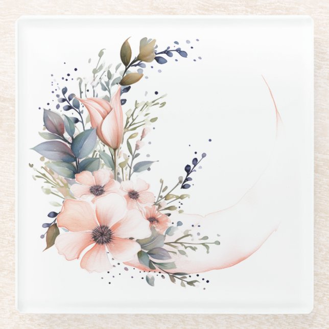 Dessous-de-verre En Verre Fleurs en forme de lune : dessous de verre "Ma cui (Devant)