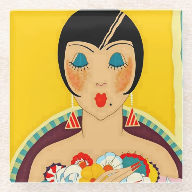 Dessous-de-verre En Verre "Fleurs et fleurs" Art déco de José Carlos (Devant)