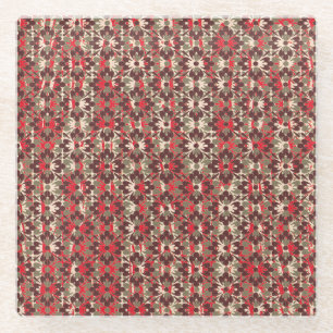 Dessous-de-verre En Verre Fleurs Motifs beiges, tans et rouges