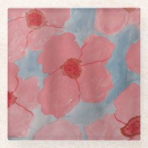 Dessous-de-verre En Verre Fleurs rose bonbon