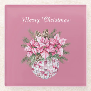 Dessous-de-verre En Verre Fleurs roses de Noël