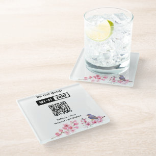 Dessous-de-verre En Verre Fleurs roses Mariage invité Wifi