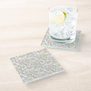 Dessous-de-verre En Verre Fleurs roses pâles chic romantiques