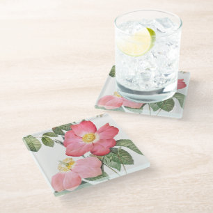 Dessous-de-verre En Verre Fleurs roses roses Pierre Redoute Dessous de verre