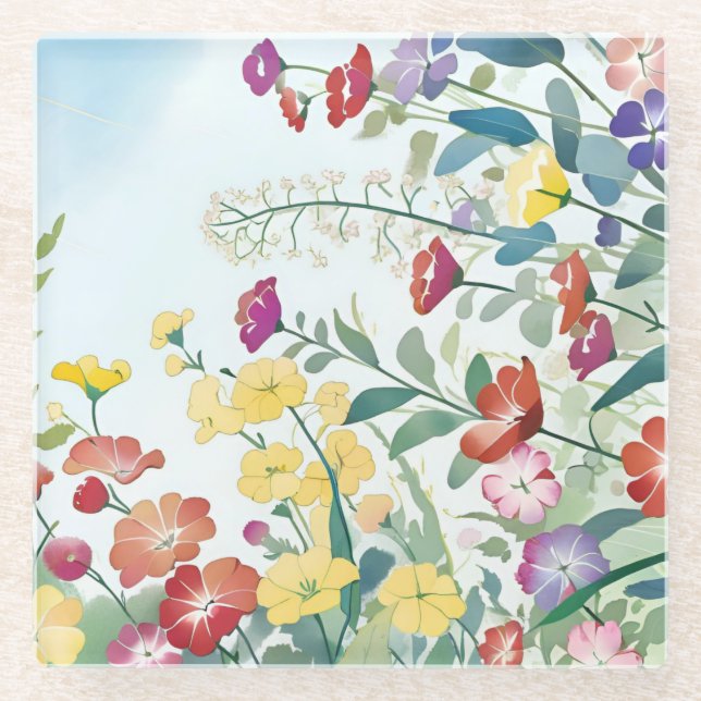 Dessous-de-verre En Verre Fleurs sauvages (Devant)