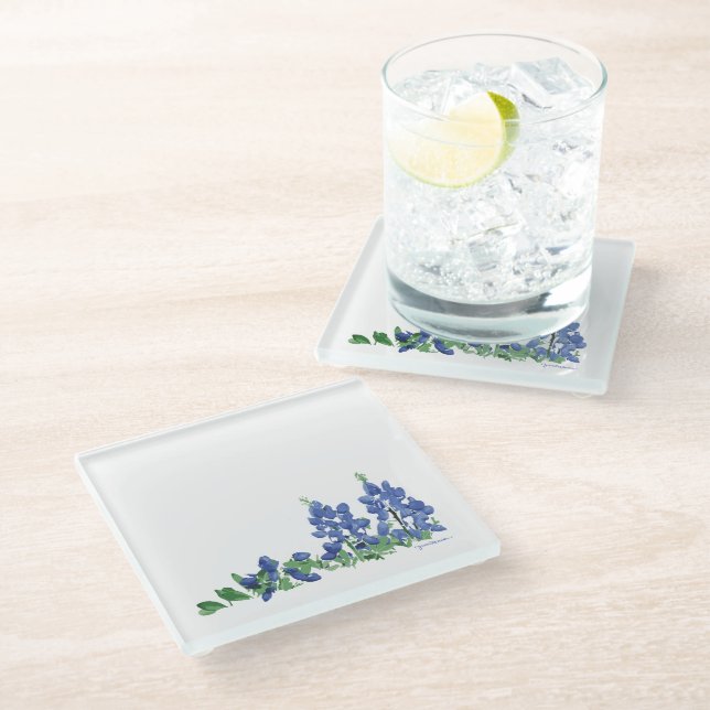 Dessous-de-verre En Verre Fleurs sauvages Bluebonnet, Fleurs texanes (Incliné)