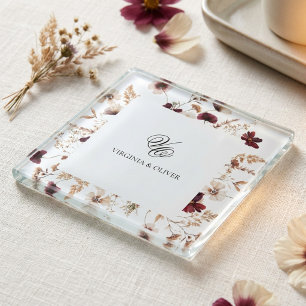 Dessous-de-verre En Verre Fleurs Sauvages d'Automne Mariage Floral