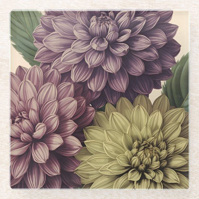 Dessous-de-verre En Verre Fleurs Vintage (Devant)