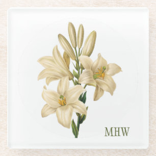 Dessous-de-verre En Verre Fleurs vintages dessous de verre en verre monogram