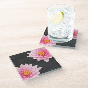 Dessous-de-verre En Verre Floating Pink Lotus Flowers