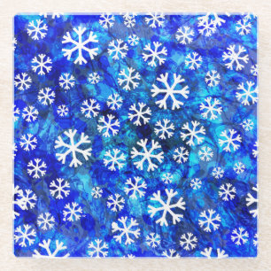 Dessous-de-verre En Verre Flocon de neige Abstrait : Motif Vintage sans cout